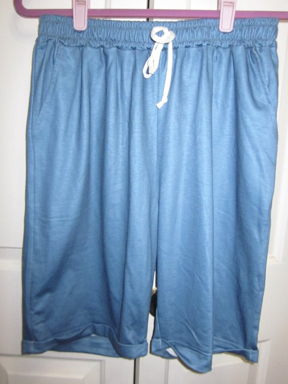 NWT Pixie Lady Steel Blue Knit Bermuda Shorts Sz L